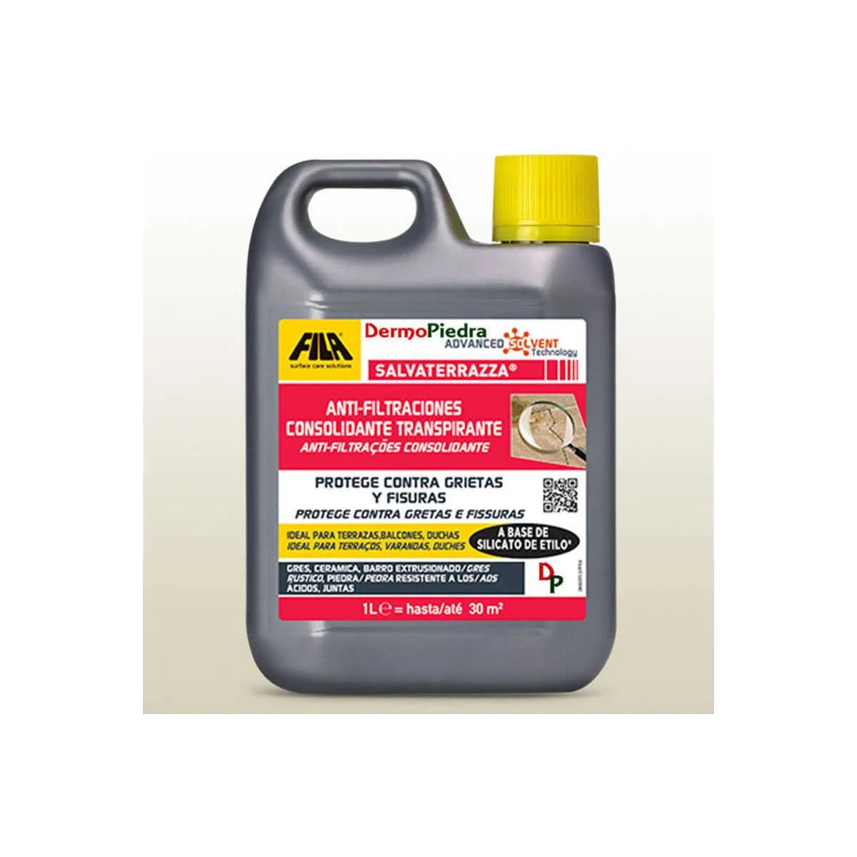 Salvaterrazza protector anti-filtraciones consolidante transpirable. Garrafa de 1 litro.