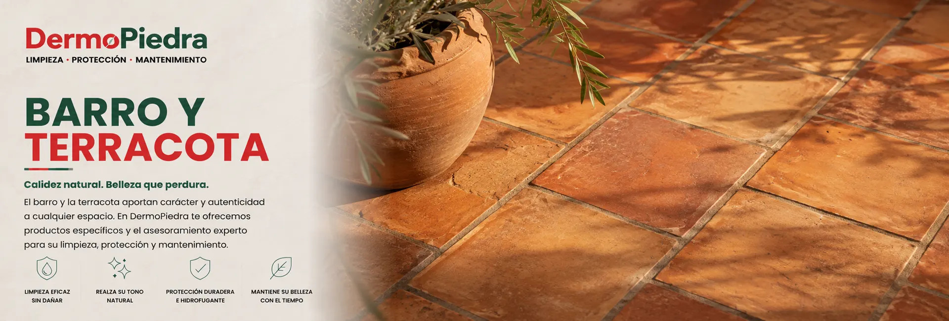 Productos para limpiar y proteger barro y terracota | DermoPiedra