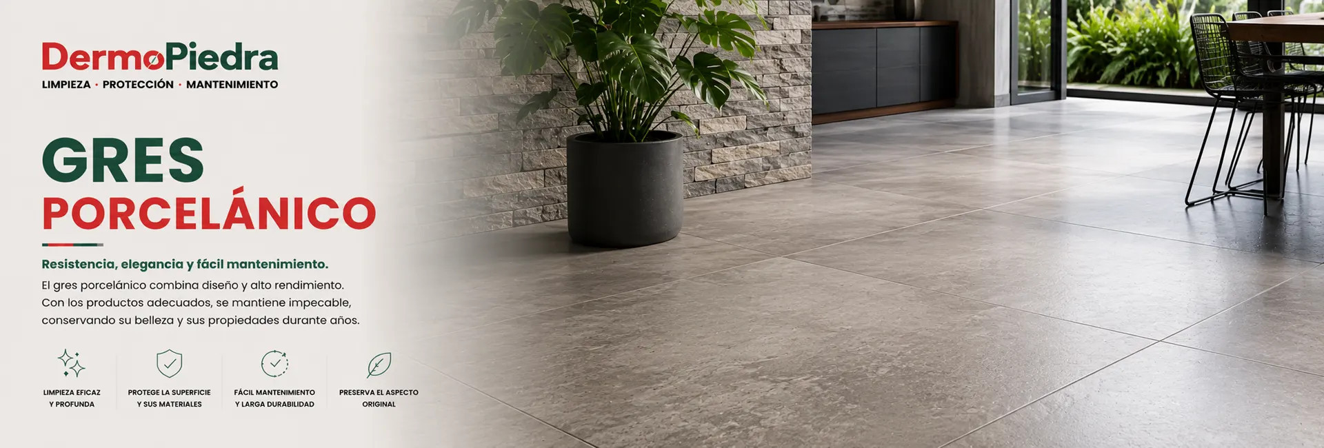Productos para limpiar y proteger gres porcelánico | DermoPiedra