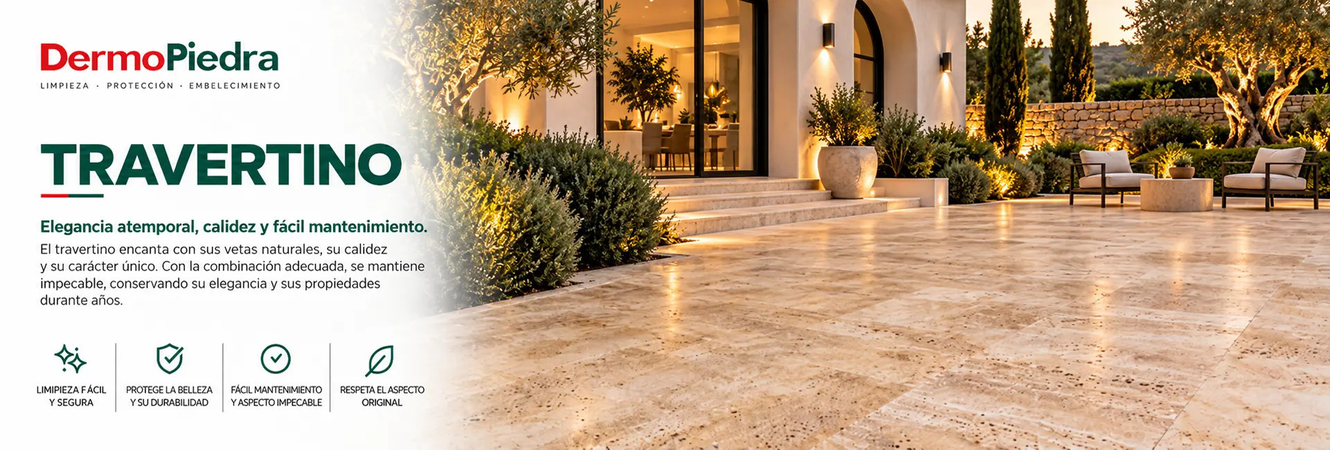 Productos para limpiar y proteger travertino | DermoPiedra